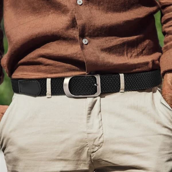 Elastiska bälten för män, stretchiga elastiska bälten för män, flätade vävda bälten för män jeans shorts byxor, vardagsbälten