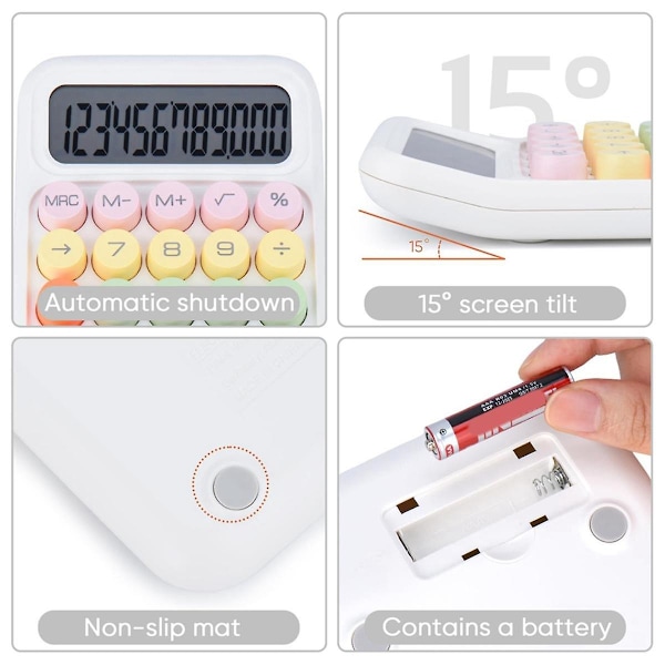 XJ-Mekanisk Trykknapsregnemaskine, 12 Cifret LCD-display, Store Knapper Nemme At Trykke På, Farverig Slik C