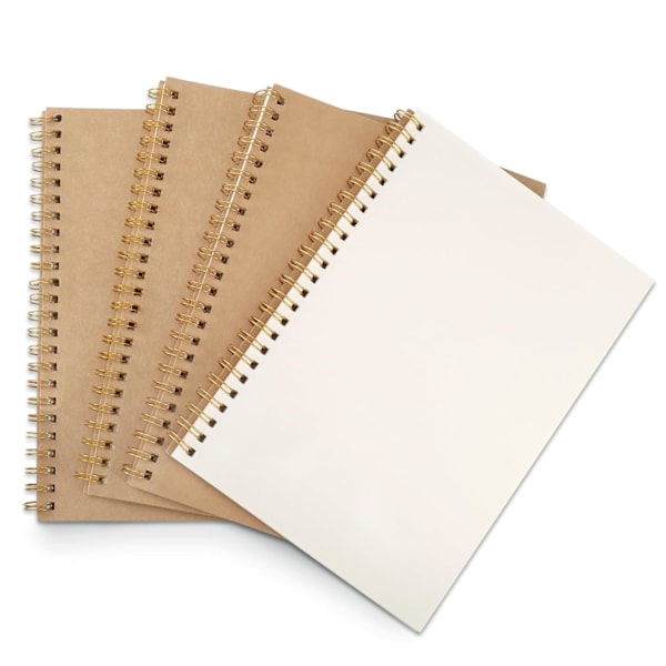 XJ-Tom spiralblock A5, 4-pack spiralblock A5, 100 sidor/50 tomma ark spiralblock av kraftpapper
