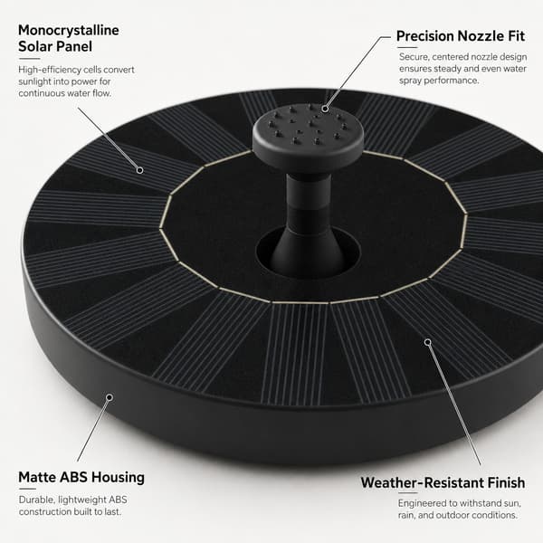 Solar Vandfontæne Flydende Pumpe til Have Fuglebad, Sort, 1 Stk 16cm round
