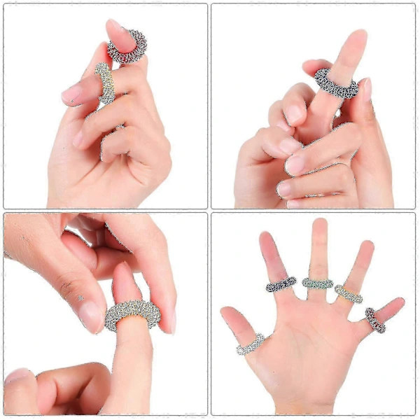 12 stk. Akupressurring Spidse Sensoriske Fingerringe Massageringe
