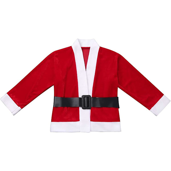 Joulupukin asu lapsille, unisex, pojat, tytöt, deluxe joulupukin asu, tonttuasu, cosplay-esitys, juhlat, joululahjat (pituus 110-120 cm)