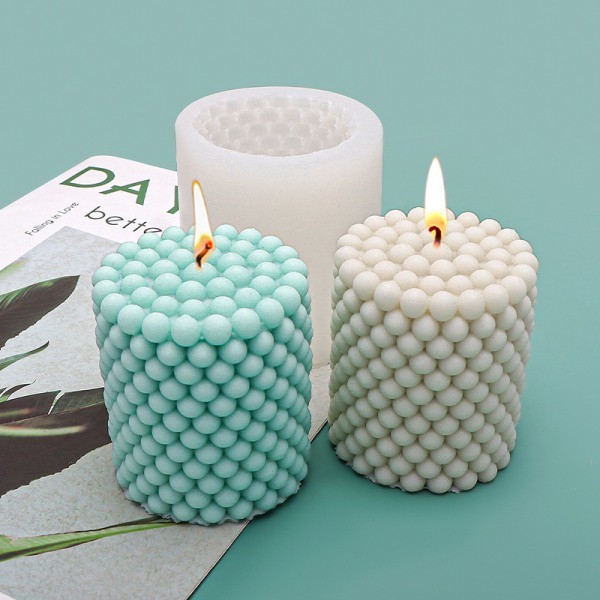 Cylinderformad DIY-ljus med boll 7 cm vit