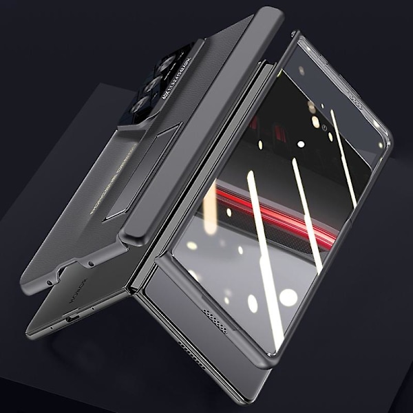 XJ-For Honor Magic V2 RSR Porsche Design Etui Belagt PC Støtteben Telefonetui med Anti-spion Film (YJD) Grå