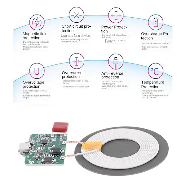 XJ-15w Hurtig Trådløs Oplader Modul Sender Med Boks Pcba Printkort Spole Diy Type-c Port