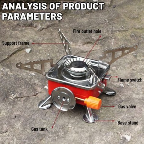 Mini Bærbart Sammenleggbart Campingkomfyr, Mini Gassbrenner for Fotturer, Utendørs, Piknik, Mini 2800W Campingkomfyr, Enkel Håndtering