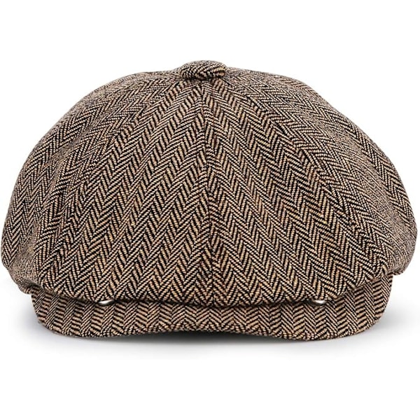 XJ-Baker Boy Hat 8 Panel Herringbone Tweed Gatsby Hat Ivy Irish