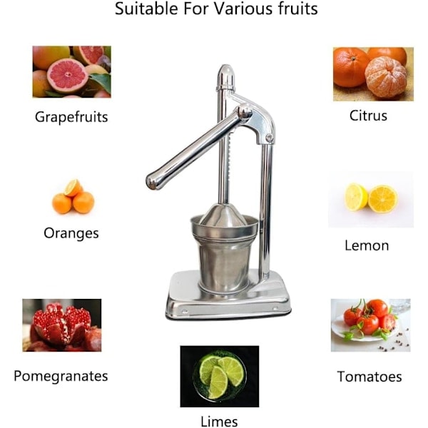 Citruspress håndpresse appelsinjuicepress manuel juicepress citronpress presse til lime granatæble grapefrugt og anden frugt rustfrit stål si