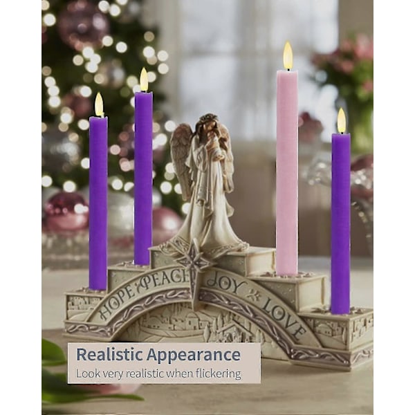 XJ-Ljusstake-set med flamlösa adventsljus - Batteridrivna LED-ljus med timer (4-pack)