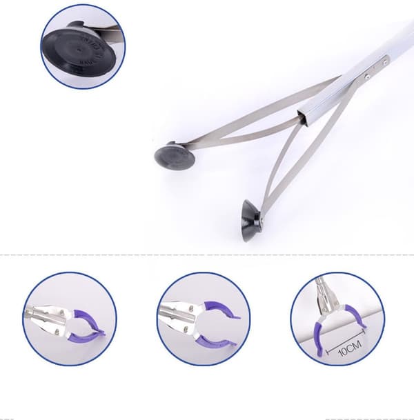 Teleskopisk foldbar gribearm, blå, 80 cm, multifunktionel aluminium til ældre og handicappede