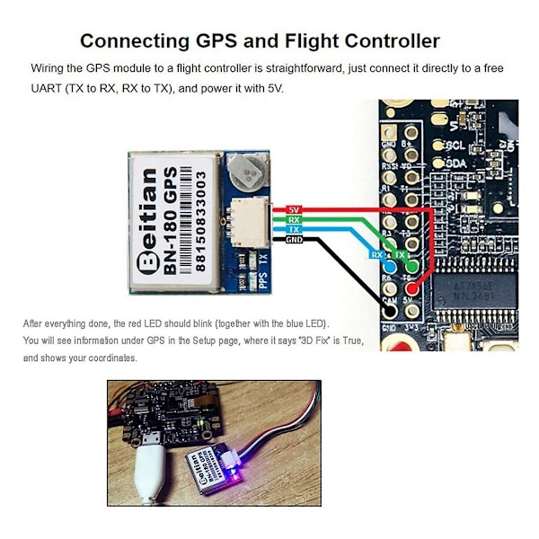 XJ-Bn-180 GPS-modul TTL Dubbel Glonass GPS + GPS Passiv Antenn För Cc3d Betaflight