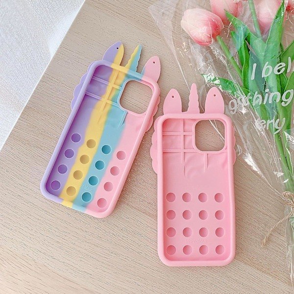 Skyddande Skal för iPhone 11, Push Pop It Telefonfodral Anti-stress Mjukt Silikonskydd med Snodd för iPhone 11 - Regnbåge