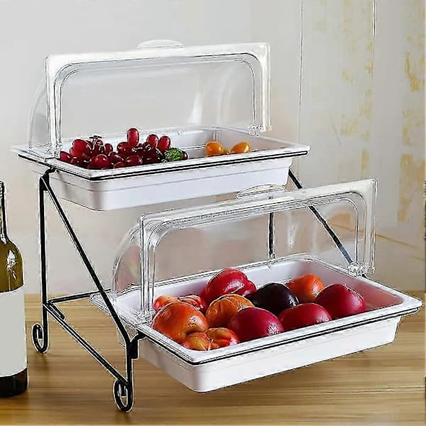 Fullstor Chafing Dish Lås, 2-pak, Klar Plast Rulle-top Display Lås til Bageri og Desserter, Rektangulær