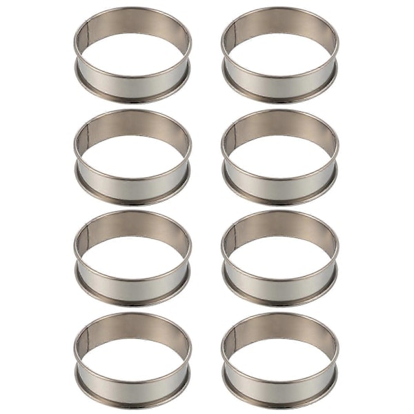 8 st Mousse Ringar Formar Bakverktyg Kakformar Rostfritt Stål Silver 10X8CM