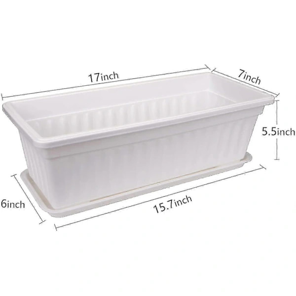 5-pack 43 cm White Flower Box Window Box Plastic
