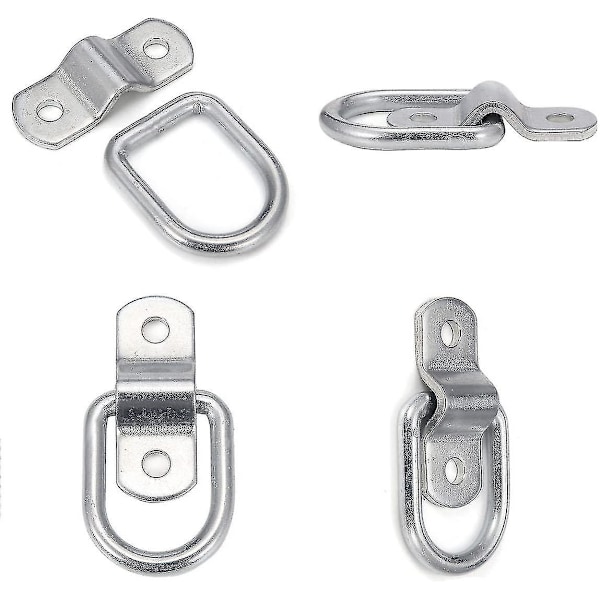 XJ-10-pack D-ring spännbandfästen, 1/4 tum rostfritt stål, kraftiga spännbandringar