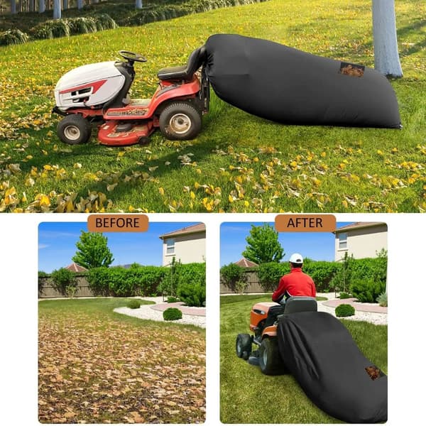 Gressklipper Løvpose Gressoppsamler, Stor Kapasitet for Sitteklipper, Svart, 2 x 1.3 m