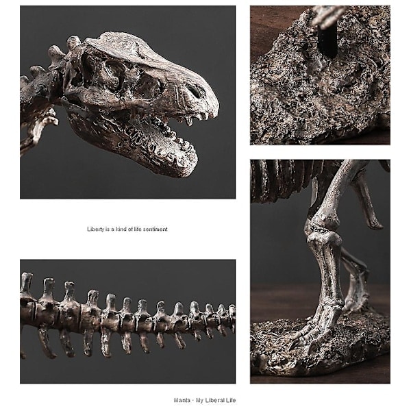Simuleringsfossil af dinosaurskelet, statue, dyr, harpikshåndværk, ornament, innovativ til hjemmet