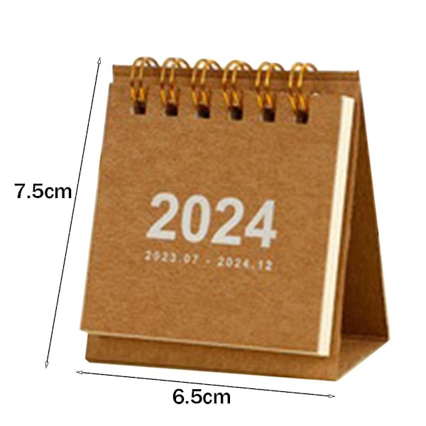 XJ-4st Mini Bordskalendrar Från Jan. 2024 - Dec. 2024 Fickkalender 6,5 x 7,5 cm (vit, Brun,