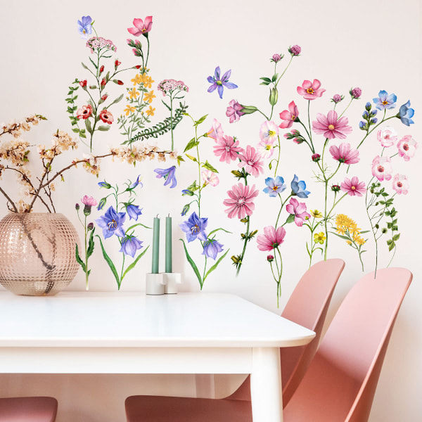Plant Wall Decals Glass Window Clings Pink Flowers Wall