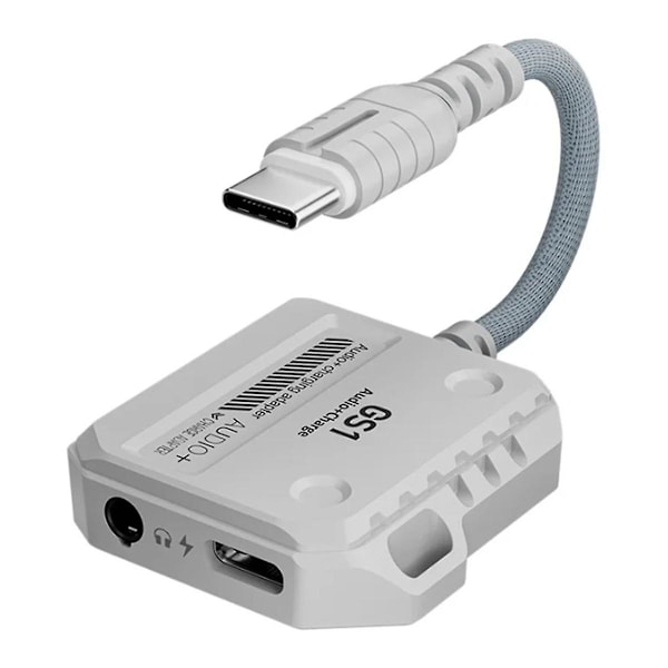 XJ-Gs1 2-in-1 kuulokemuunnin Type-c -liitäntä tukee 60 W:n pikalatausta matkapuhelimille ja T:lle