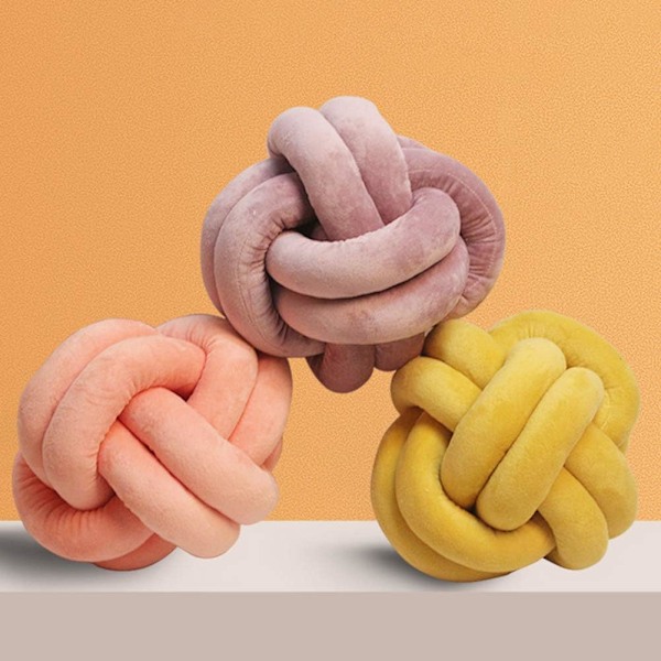 XJ-Knutbollskudde - Handgjord knutbollskudde Nap Pillow Plysch Dekorativ Kudde för Sovrum Soffa