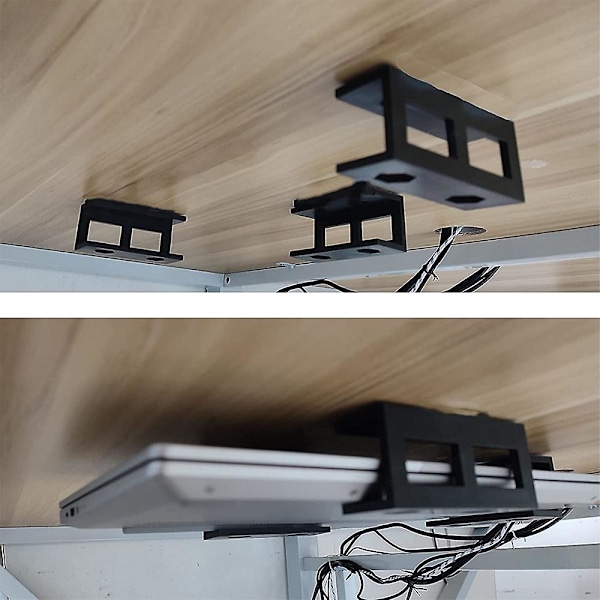XJ-3 stk. Plast Laptopholder for Under Skrivebord med Skrue, Laptopfeste for Under Skrivebord, Tilleggsutstyr Unde