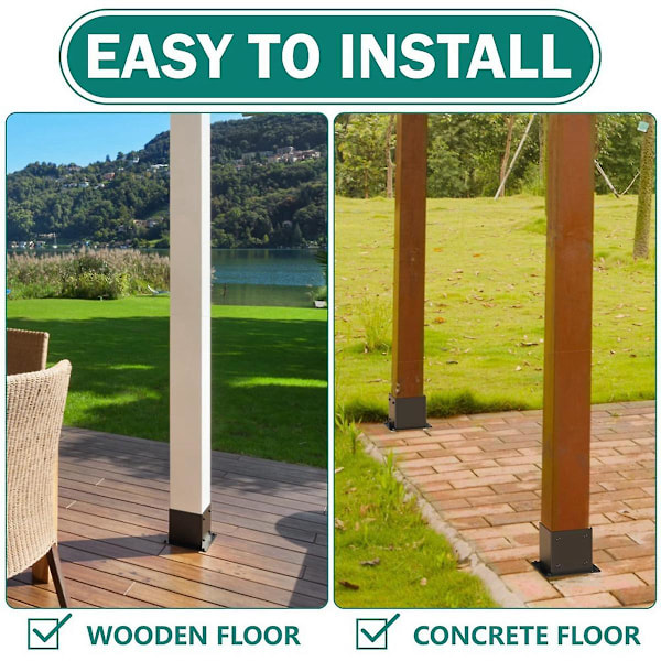2 st Pergola Stolpfot Kraftig Stolpförankring Trästolpsstöd Kit För 4tumx4tum Lusthus Däck R