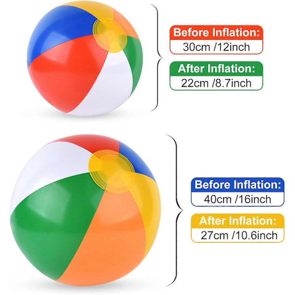 Badbollar Uppblåsbara Strandleksaker Regnbågsbadboll Bulk, 2-pack