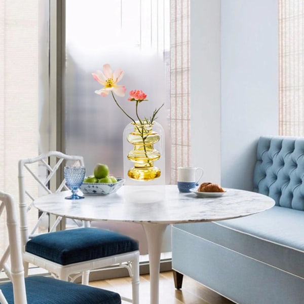 Glasvas för inomhus, nordisk stil, dekoration för skrivbord, gul