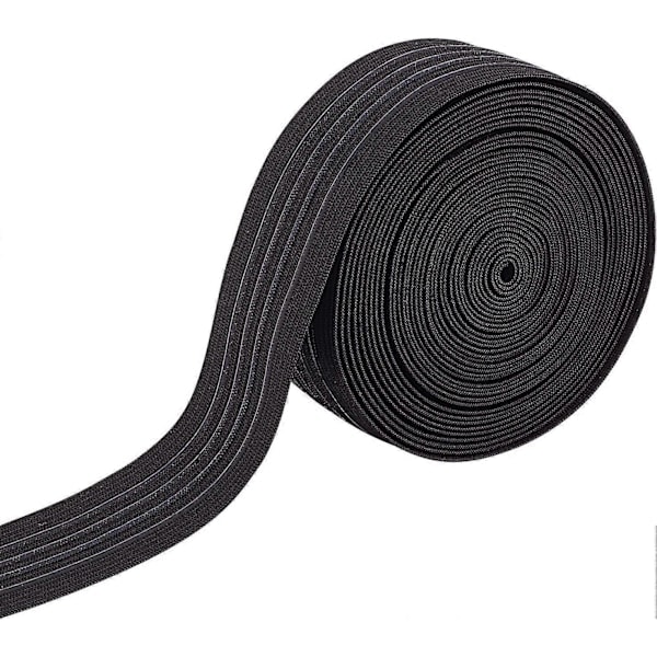 6 meter 37 mm Bred Halkfri Elastisk Band Rak Silikon Elastisk Grippband Platt Midjeband för Sömnadsprojekt Kläder Svart
