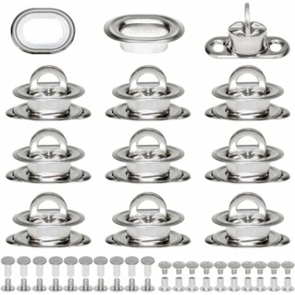 Öglor Oval Twist Lås i Nickelpläterad Mässing Vridlås Presenning med Motbricka och Nitar för DIY Hantverk Läder Väska Material