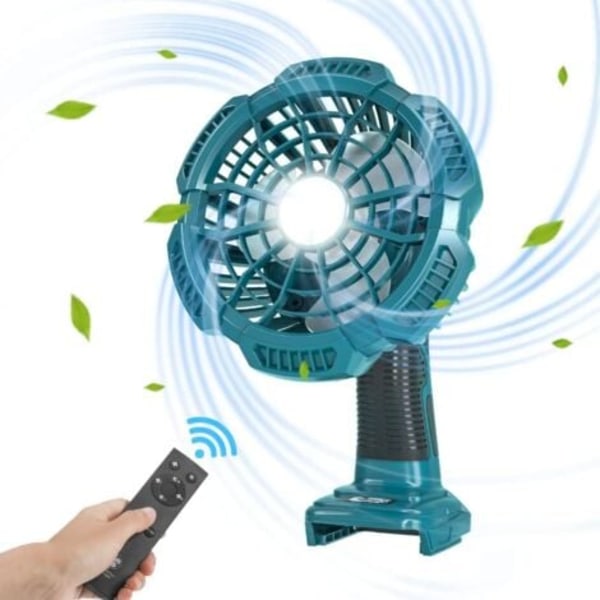 Ledningsfri ventilatorer til Makita - Industriel USB gulvventilator med LED-lys - Kompatibel med Makita 14.4-20V Li-Ion batteri - Fjernbetjening - 3 tilstande - Timer