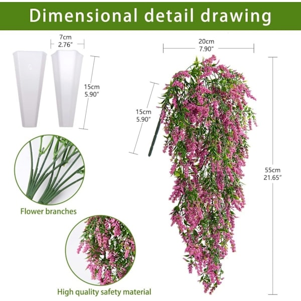 Kunstig plante 2 stk UV-bestandige kunstige hengeplanter