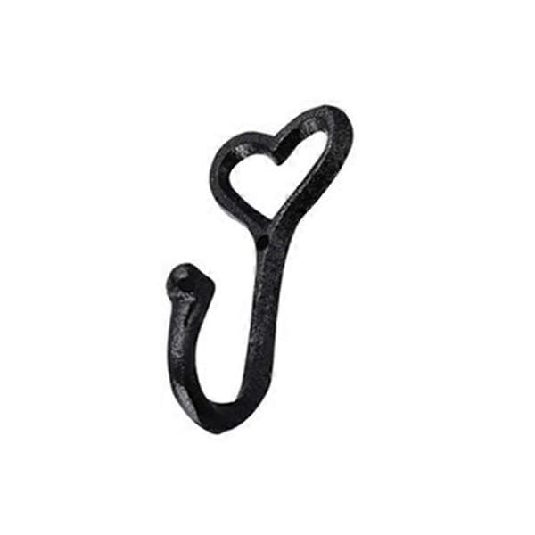 5 Pcs Hanging Hook Retro Heart Shape Wrought Iron Decorative Vintage Coat Hook Home Accessory