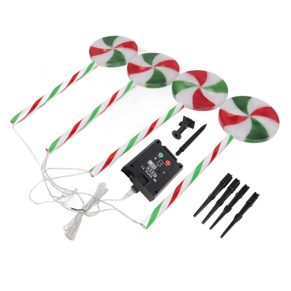 XJ-Solcelle Lollipop-lamper IP65 Vanntette 8 moduser 1 for 4 Dekorative LED Jul Stake Lampe for Hage Gangvei Gård (ZYH)
