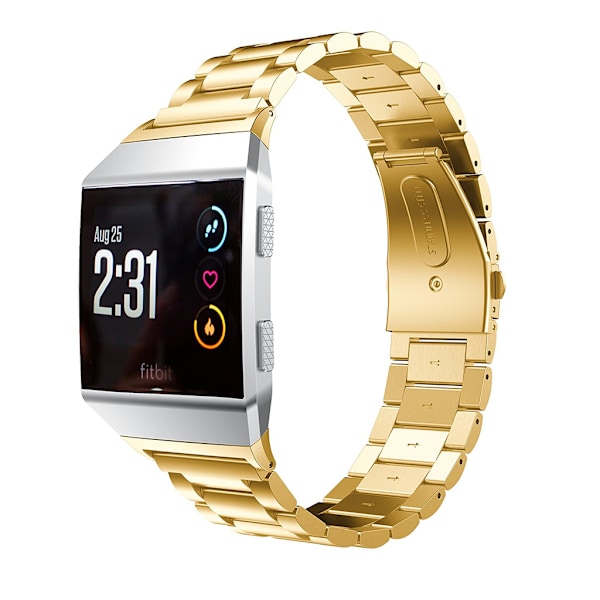 XJ-Rustfrit stål armbånd kompatibelt med Fitbit Ionic Guld L