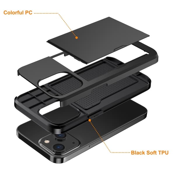iPhone 15 Hybridikuori Korttitaskulla Musta 48
