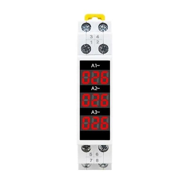 XJ-DIN-skinne monteret 3-faset Amperemeter Mini Modulstrømsmåler Måler Indikator LED Digital Display Detektor Amperemeter