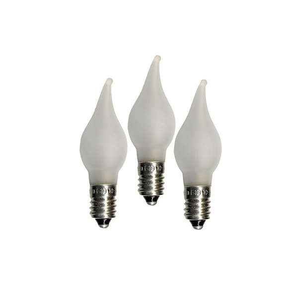 3 kpl Joulu- Adventti- Kynttelikkölamppuja. LED E10 3V 0.06W HUURRE