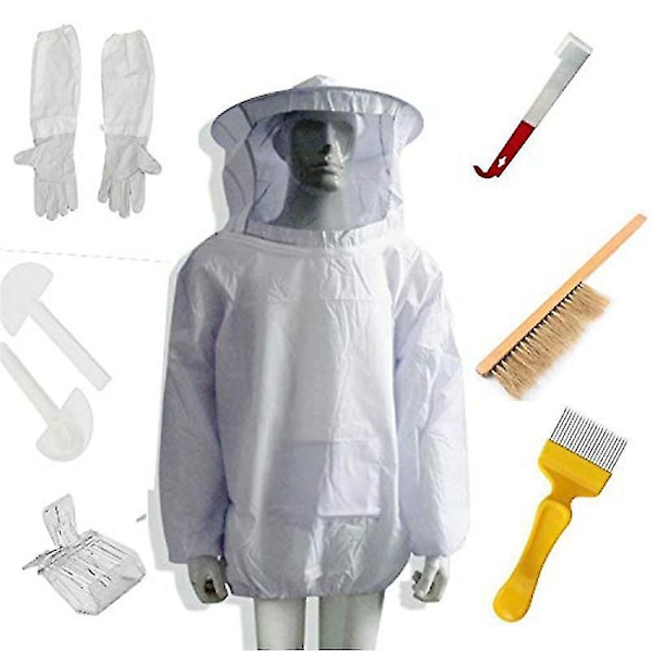XJ-Biodlardräkt Bee Jacket Handskar Bee Brush J Verktygsset 8 Kit