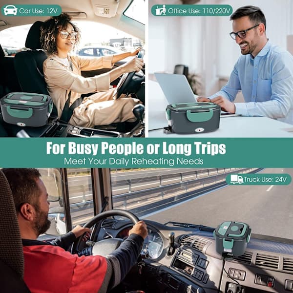 Elektrisk matboks med varmefunksjon 3-i-1 for bil, lastebil og arbeid