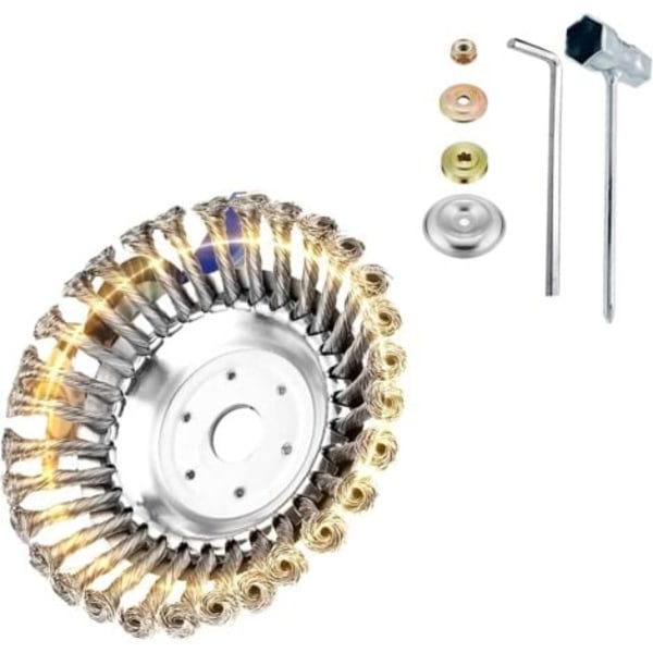 Trimmerhode med monteringsutstyr, metallisk børste gresstrimmer, 6 tommer, 150 x 25,4 mm, svart/metallisk, manuell
