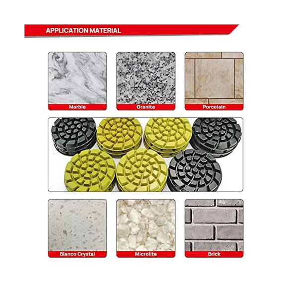 XJ-6 stk Diamant Gulvpoleringsputer Resin Bond Terrazzo Gulv Diameter 4 Tommer, 3000 Grit