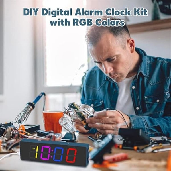 XJ-Lödningsövningskit, 4-siffrig Digital Väckarklocka Kit Med Rgb Färgglada Lägen, Display Gör-det-själv Klocka S