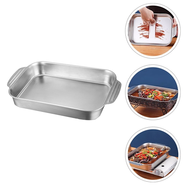 XJ-Rektangulær grillbrett Hjemmelaget matlagingsplate Doble ører Design Bakeplate