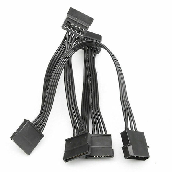 XJ-6x 4-pin Ide Til 5-port Strømforsyningskabel 4-pin Molex Til Multi Sata Port 18awg Ledning Strømkabel Til Ha