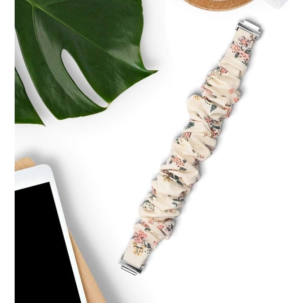 MEFEO Scrunchies kompatible med Fitbit Inspire 2 Bånd/Inspire White/Honeysuckle(Small,White/Honeysuckle)