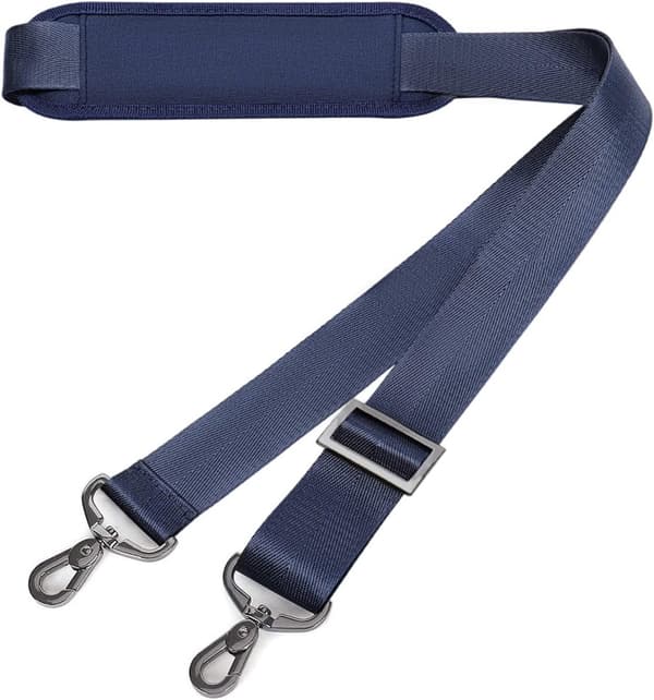Justerbar halkfri vadderad axelrem, marinblå nylon, 143x3.8cm, för väskor