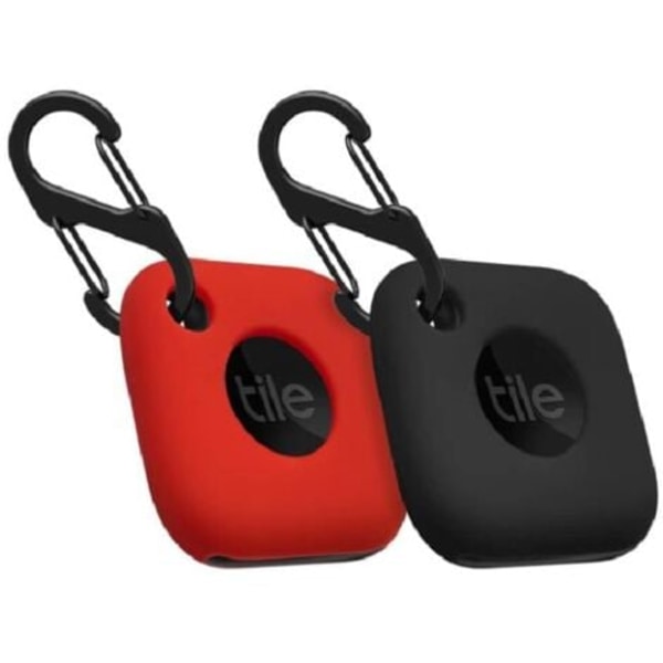 Silikonebeskyttelsesetui til Tile Mate 2022, blødt, fleksibelt og ridsefast, med karabinhage, sort